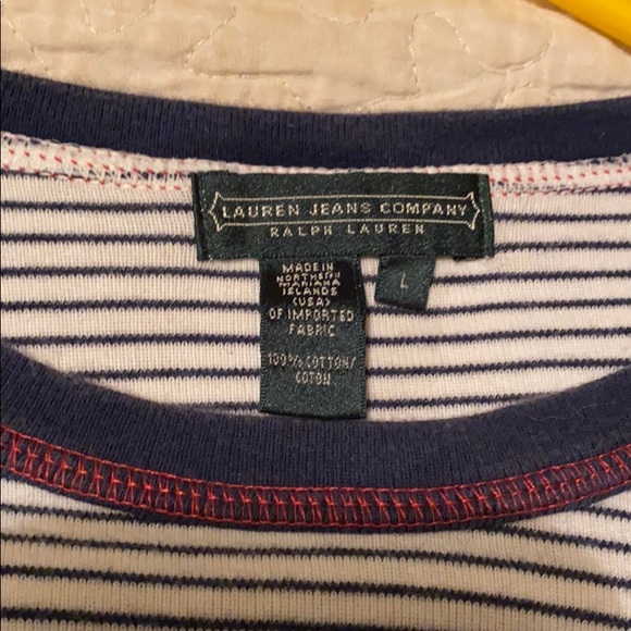 Navy and white striped Lauren Ralph Lauren top - Picture 3 of 4